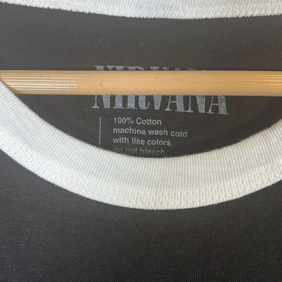 Nirvana Smiley‎ face concert release Raglan long hem cotton T-shirt NWOT Men XL - Picture 4 of 7
